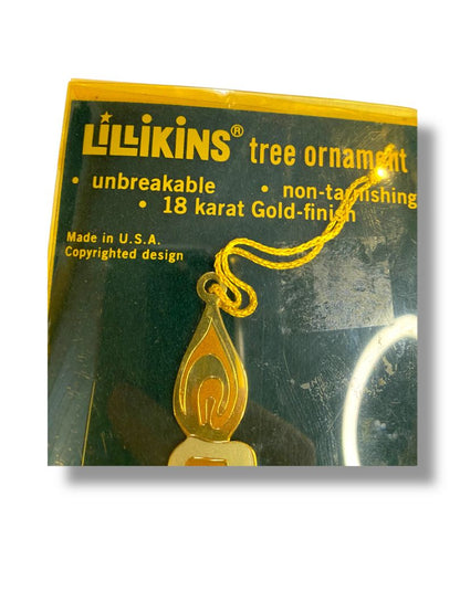 Vintage Lillikins Tree Ornament Candle 18K Gold Finish New 4"