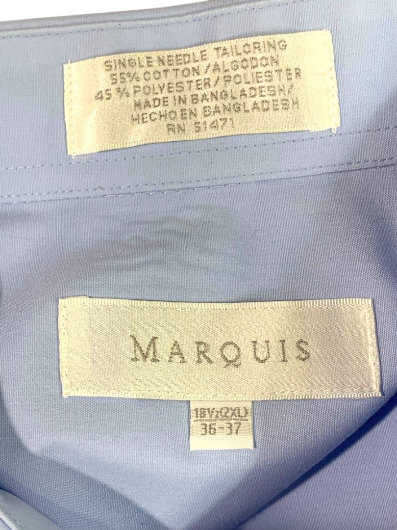 2XL (18.5 36-37) Marquis Mens Light Blue Dress Shirt Button Up