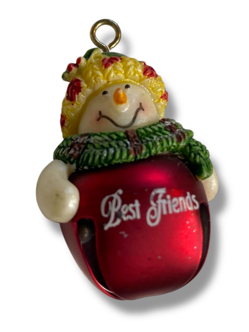 Small Holiday Bell Christmas Ornament Best Friends 2"
