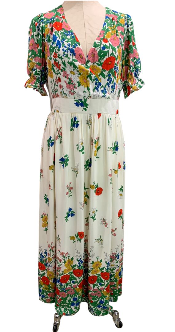 Size 10 Boden Womens Floral Maxi Dress Meadow Flowers V-Neck Pockets