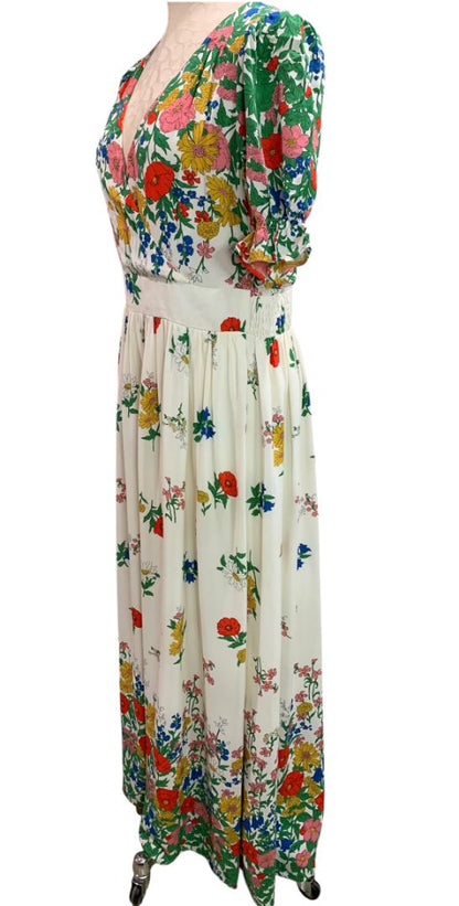 Size 10 Boden Womens Floral Maxi Dress Meadow Flowers V-Neck Pockets