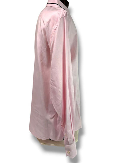 3XL (19 38) LVs Signature Mens Button Up Dress Shirt Light Pink Black Contrast Contemporary Fit