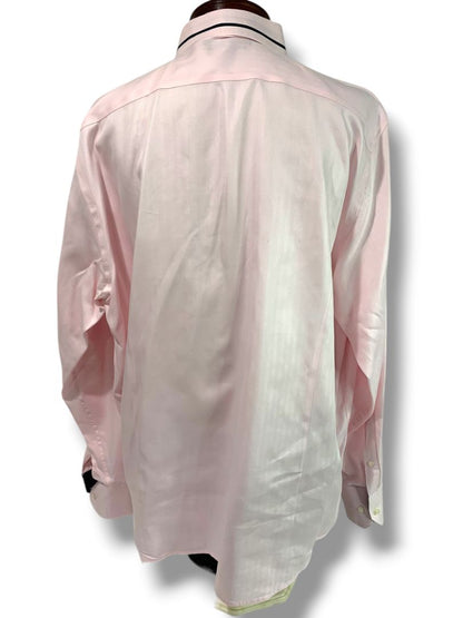 3XL (19 38) LVs Signature Mens Button Up Dress Shirt Light Pink Black Contrast Contemporary Fit