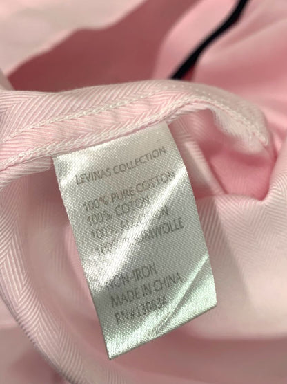 3XL (19 38) LVs Signature Mens Button Up Dress Shirt Light Pink Black Contrast Contemporary Fit