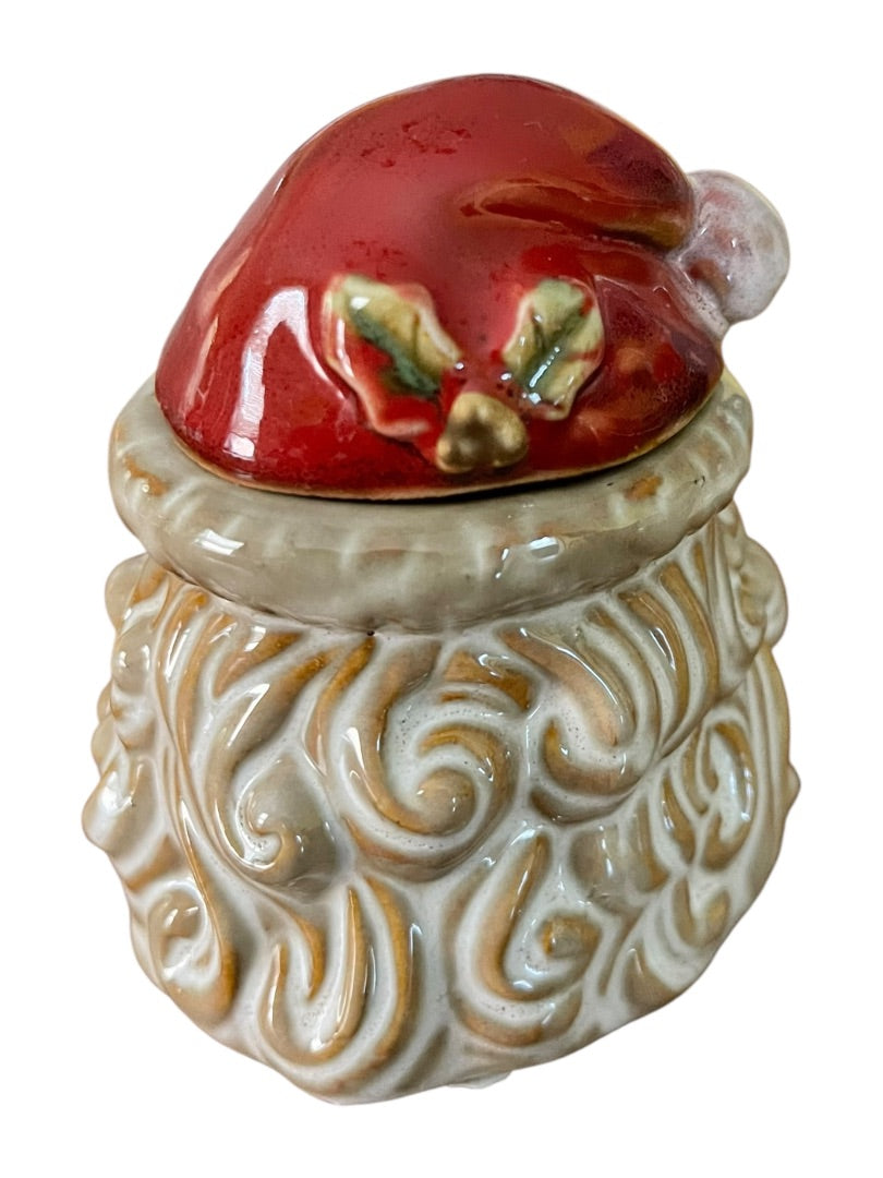 Holiday Santa Ceramic Creamer and Sugar Set Retro Look New