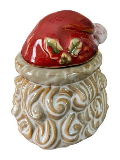 Holiday Santa Ceramic Creamer and Sugar Set Retro Look New