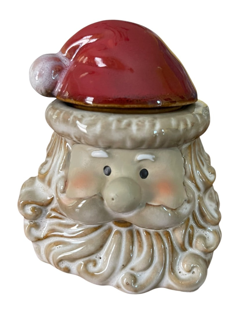 Holiday Santa Ceramic Creamer and Sugar Set Retro Look New