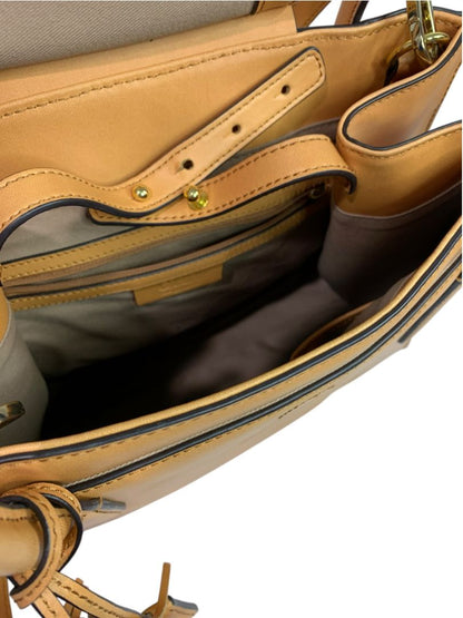 Gili Roma Leather Satchel Handbag Detachable Shoulder Strap  Camel Color