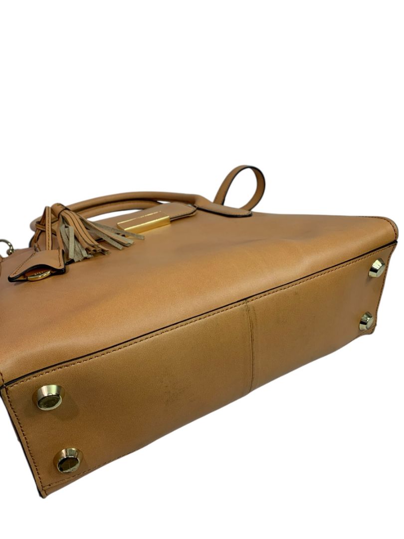 Gili Roma Leather Satchel Handbag Detachable Shoulder Strap  Camel Color