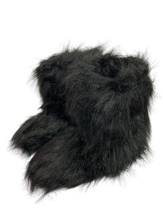 Size 9 (40) Womens Y2K Style Midcalf Black Faux Fur Boots