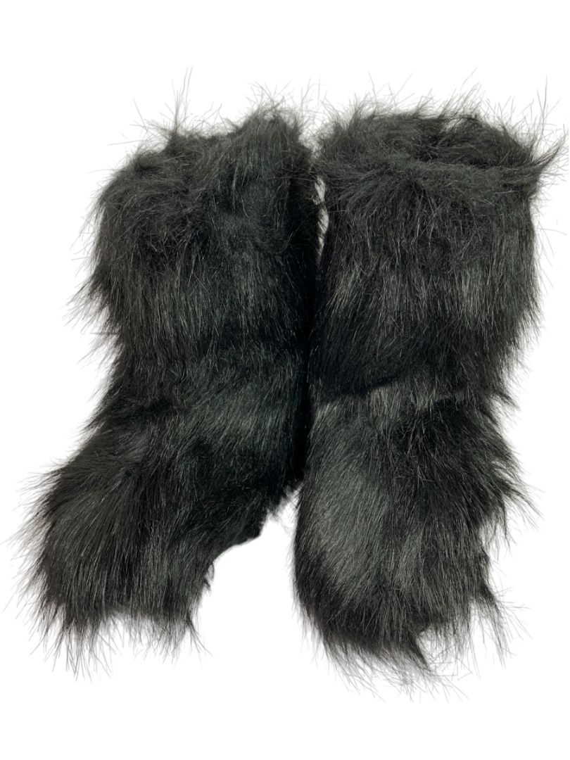 Size 9 (40) Womens Y2K Style Midcalf Black Faux Fur Boots