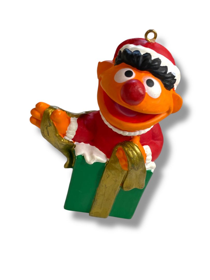 Sesame Street Ernie in Christmas Box Ornament Jim Henson. 4"