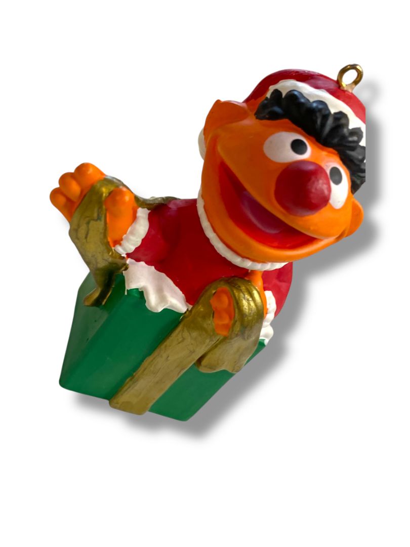 Sesame Street Ernie in Christmas Box Ornament Jim Henson. 4"