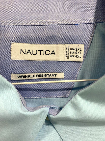 3XL Nautica Mens Button Down Dress Shirt Light Blue Wrinkle Resistant