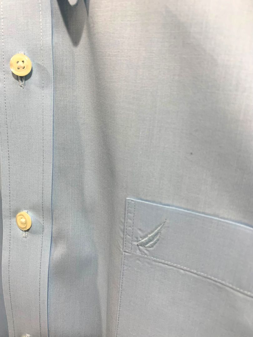 3XL Nautica Mens Button Down Dress Shirt Light Blue Wrinkle Resistant