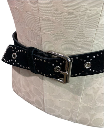 Small (to 34")  Esprit Womens Black Suede Silvertone Rivet Belt 1.5"
