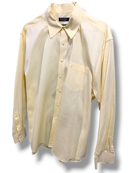 3XL Nautica A Bit Trimmer Wrinkle Resistant Pale Yellow Mens Button Down Dress Shirt