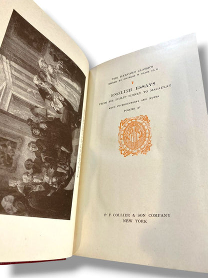 Harvard Classics 27 English Essays Sidney to Macaulay 1910 Hardcover Book Collier & Son