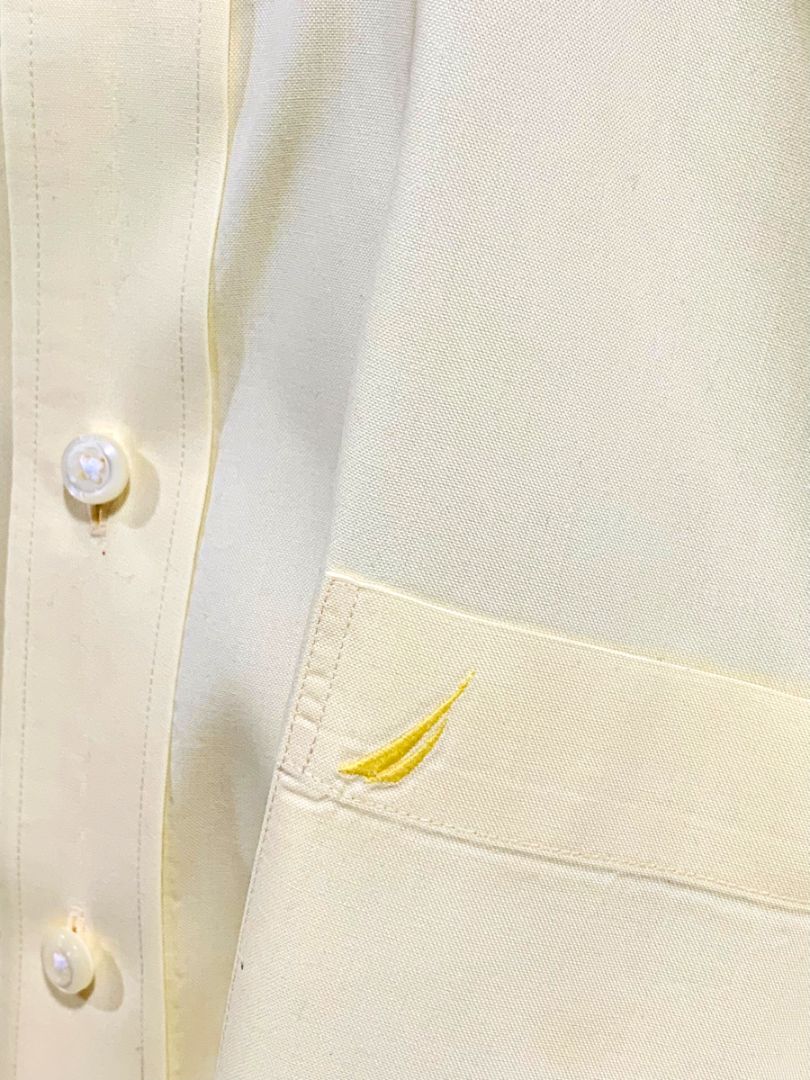 3XL Nautica A Bit Trimmer Wrinkle Resistant Pale Yellow Mens Button Down Dress Shirt