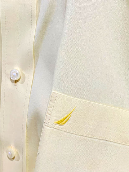 3XL Nautica A Bit Trimmer Wrinkle Resistant Pale Yellow Mens Button Down Dress Shirt