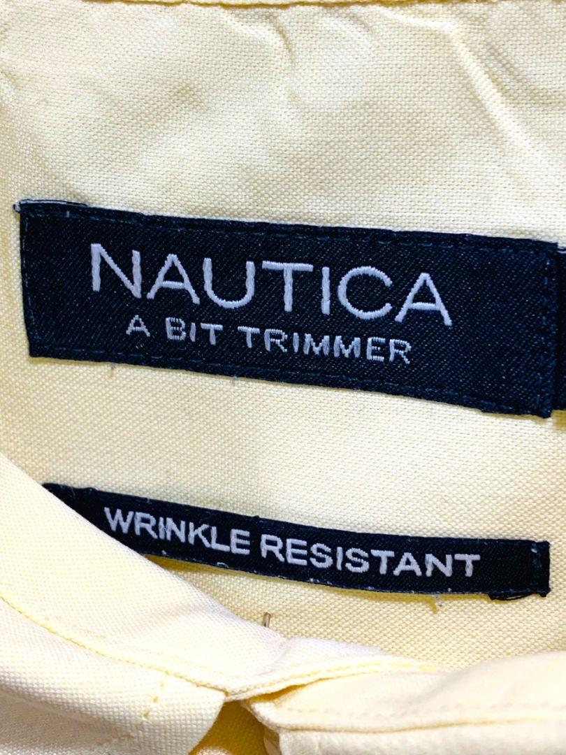 3XL Nautica A Bit Trimmer Wrinkle Resistant Pale Yellow Mens Button Down Dress Shirt
