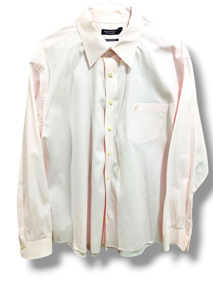 Size 3XL Nautica A Bit Trimmer Wrinkle Resistant Pink Mens Button Down Dress Shirt