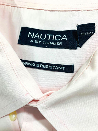 Size 3XL Nautica A Bit Trimmer Wrinkle Resistant Pink Mens Button Down Dress Shirt