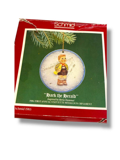 1984 Schmid Hark the Herald Statuette Medallion Ornament 3" in Box