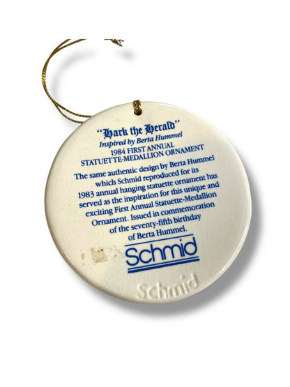 1984 Schmid Hark the Herald Statuette Medallion Ornament 3" in Box