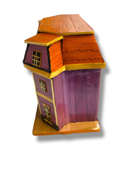 Vintage Wheat Straw Trinket Box Victorian House 3" x 4" x 2.25" New