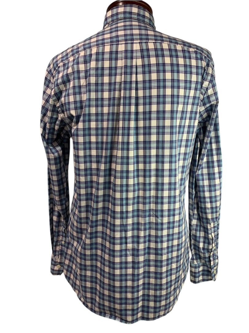 Large J.Press Mens Button Down Shirt Blue Plaid 100% Cotton