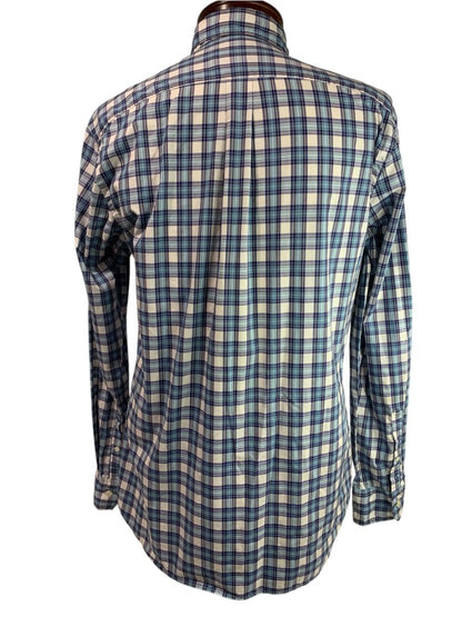 Large J.Press Mens Button Down Shirt Blue Plaid 100% Cotton