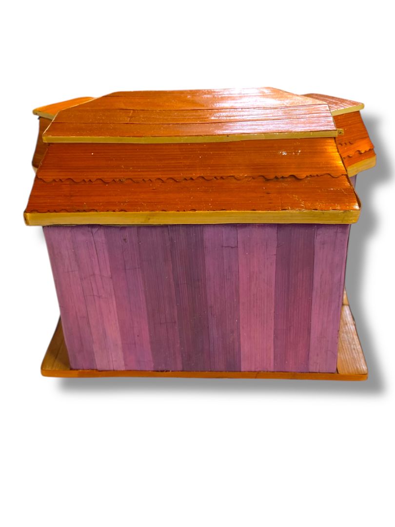 Vintage Wheat Straw Trinket Box Victorian House 3" x 4" x 2.25" New