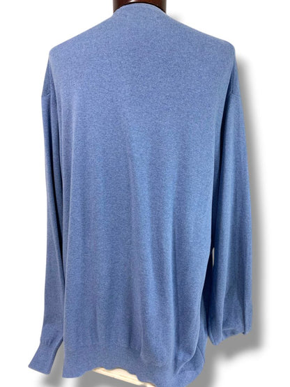 Size 3XLT Polo by Ralph Lauren Mens Blue Tall V-Neck Sweater Pima Cotton