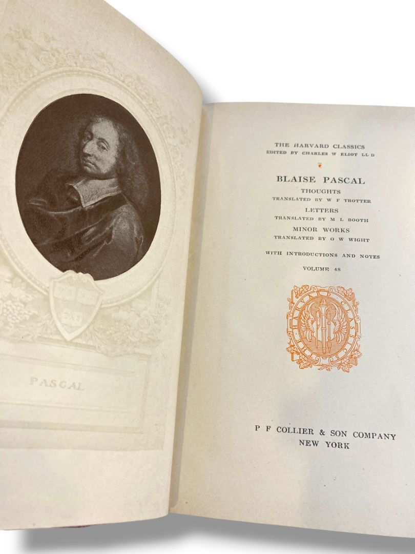 Harvard Classics 48 Thoughts and Minor Works Pascal 1910 Hardcover Book Collier & Son