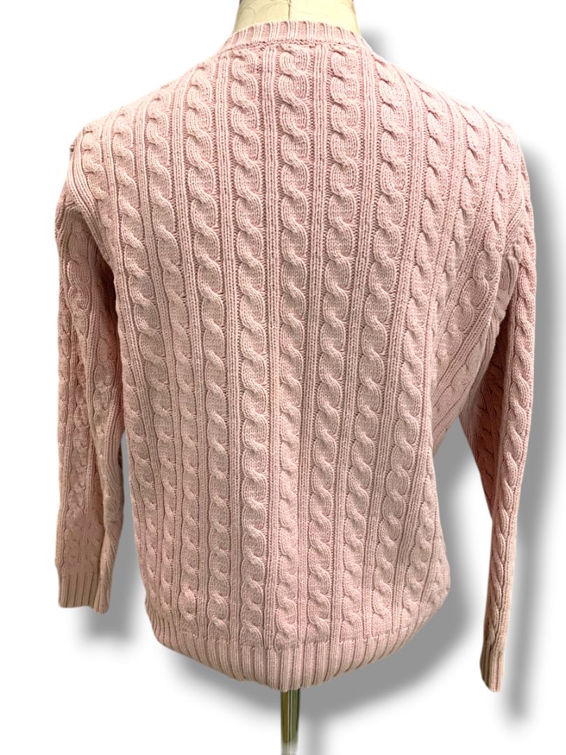 Petite Petite Lauren Ralph Lauren Womens Pink V-Neck Cable Knit Sweater