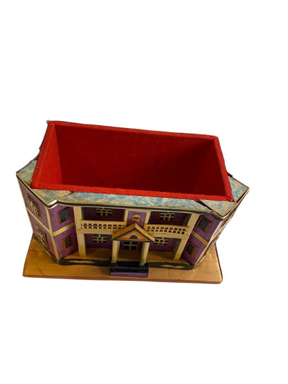 Vintage Wheat Straw Trinket Box Victorian House 3" x 4" x 2.25" New