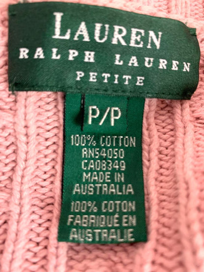 Petite Petite Lauren Ralph Lauren Womens Pink V-Neck Cable Knit Sweater