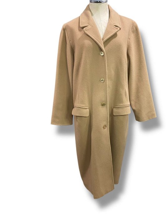 Size Large LL Bean Womens Tan Wool Cashmere Blend Coat Overcoat