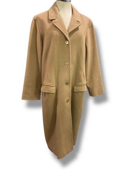 Size Large LL Bean Womens Tan Wool Cashmere Blend Coat Overcoat