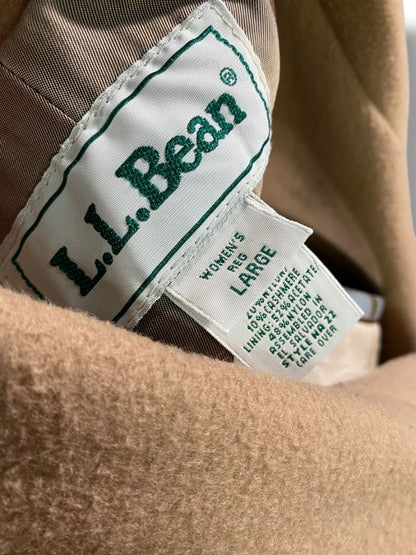 Size Large LL Bean Womens Tan Wool Cashmere Blend Coat Overcoat