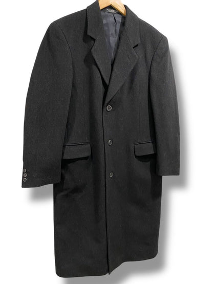 Size 38R Silver Cloud Mens Vintage Cashmere Blend Overcoat Black