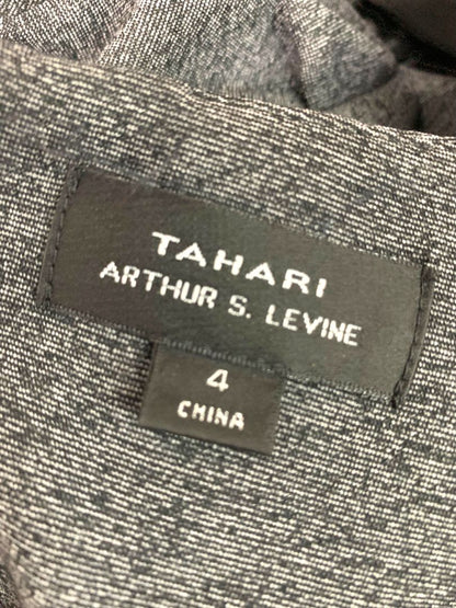 Size 4 Tahari Arthur S. Levine Gray Ponte Knit Peplum Waist Dress