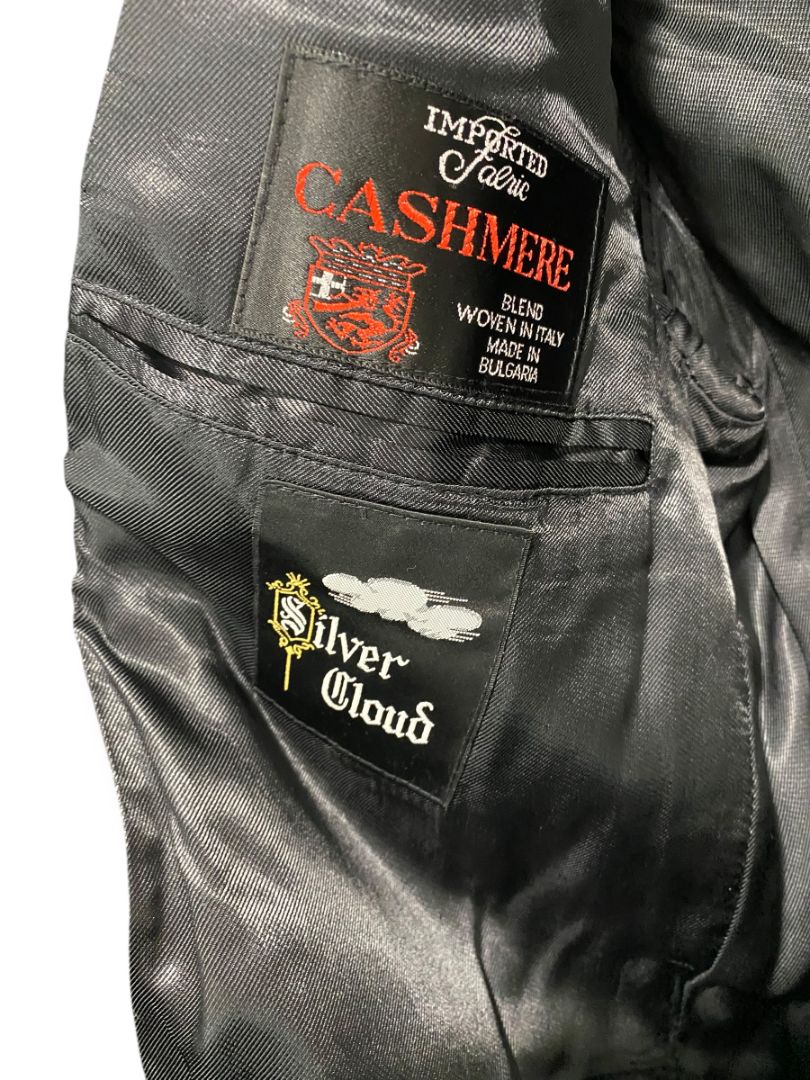 Size 38R Silver Cloud Mens Vintage Cashmere Blend Overcoat Black