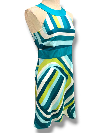Size 2 Ann Taylor Silk Retro Print A-Line Dress Mod Halter