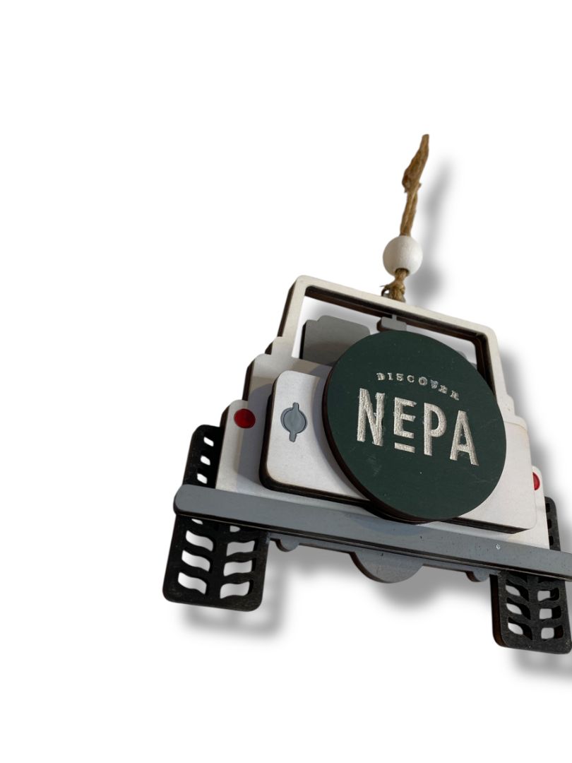 Wooden Holiday Ornament Discover NEPA Jeep Style Northestern PA 4.5"