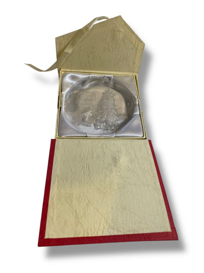 1979 Acrylic Clear Ornament Merry Christmas Tree Child 3.25"
