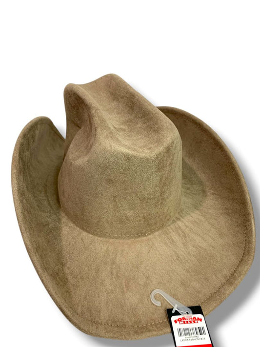 New Womens Brushed Microfiber Taupe Cowboy Western Hat Bendable Brim