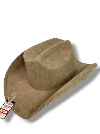 New Womens Brushed Microfiber Taupe Cowboy Western Hat Bendable Brim