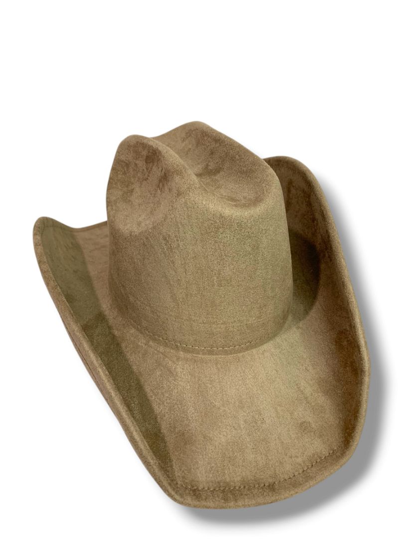 New Womens Brushed Microfiber Taupe Cowboy Western Hat Bendable Brim